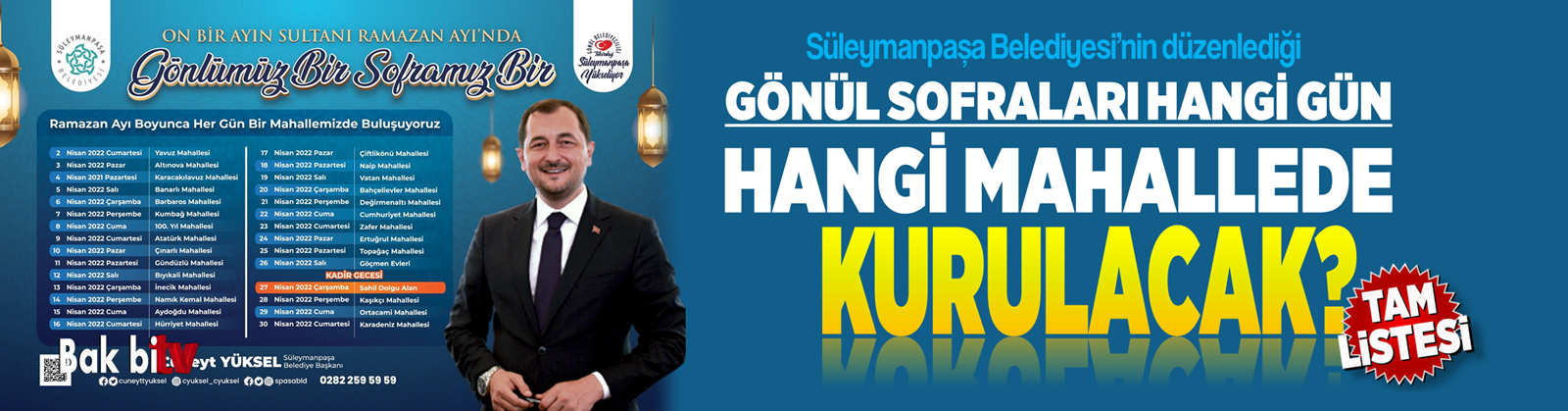 YÜKSEL: “RAMAZAN AYINDA GÖNÜL SOFRALARINDA BULUŞUYORUZ”