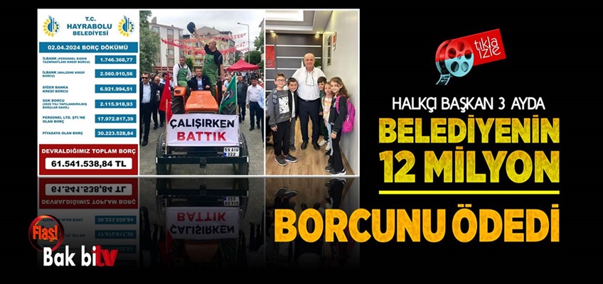 TUNCER BAŞOĞLU 3 AYDA BELEDİYENİN 12 MİLYON BORCUNU ÖDEDİ